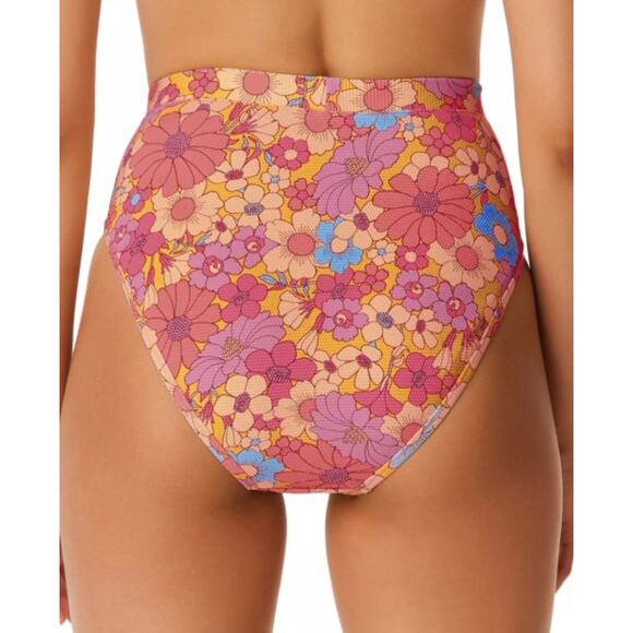 Jessica Simpson Flax Floral Rendezvous High Waist Swim Bikini Bottom M NWT - Picture 2 of 5